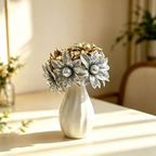 Artificial Wildflower Heads, Gold & Silver Foam Blooms, Pack of 60, 2" Diameter, Wedding, Home Decor, DIY Floral Arrangements