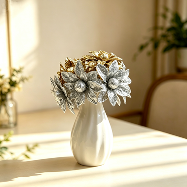 Artificial Wildflower Heads, Gold & Silver Foam Blooms, Pack of 60, 2" Diameter, Wedding, Home Decor, DIY Floral Arrangements