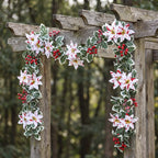 Festive Artificial Garland, Red & White Poinsettia Berries, 69" Holiday Decorative Vine for Home & Seasonal Decor