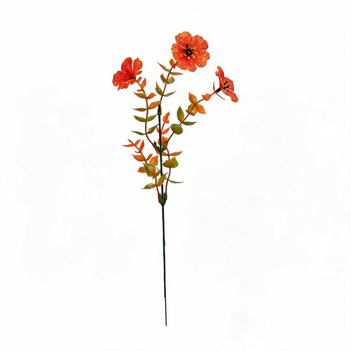 Artificial Eucalyptus Stems, Set of 10, 13" Tall, PE/PVC Material, Single Stem with 5 Branches, Fall Home Decor