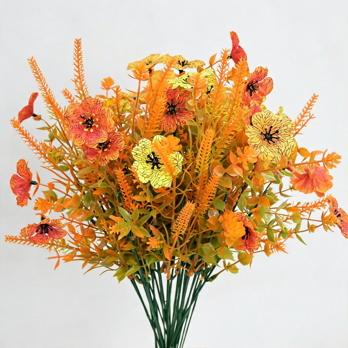 Artificial Eucalyptus Stems, Set of 10, 13" Tall, PE/PVC Material, Single Stem with 5 Branches, Fall Home Decor