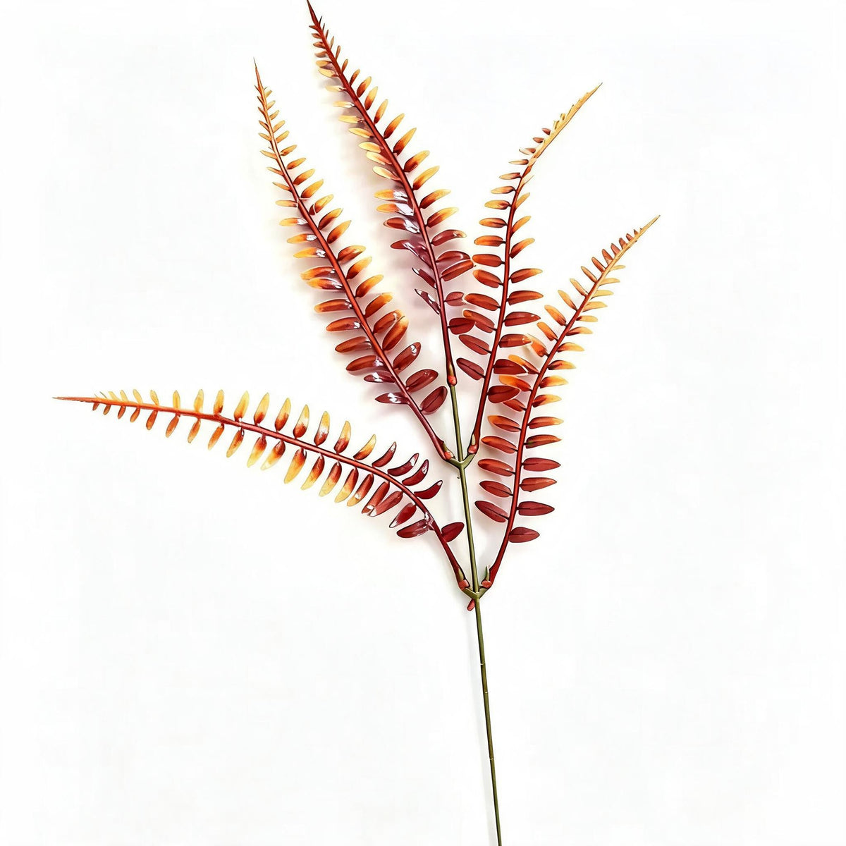 Artificial Eucalyptus Stems, Set of 10, 13" Tall, PE/PVC Material, Single Stem with 5 Branches, Fall Home Decor