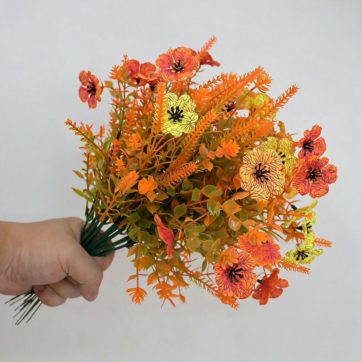Artificial Eucalyptus Stems, Set of 10, 13" Tall, PE/PVC Material, Single Stem with 5 Branches, Fall Home Decor
