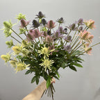 Artificial Eryngo Bush, 24" Tall, Plastic Ins Style Floral Arrangement, Wedding & Home Decor