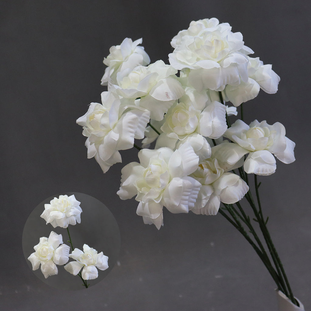 Artificial Flower Fairy Kiss Bush, 24" Tall with 3 Blooms, Silk Wedding Aisle Decoration, Indoor Use