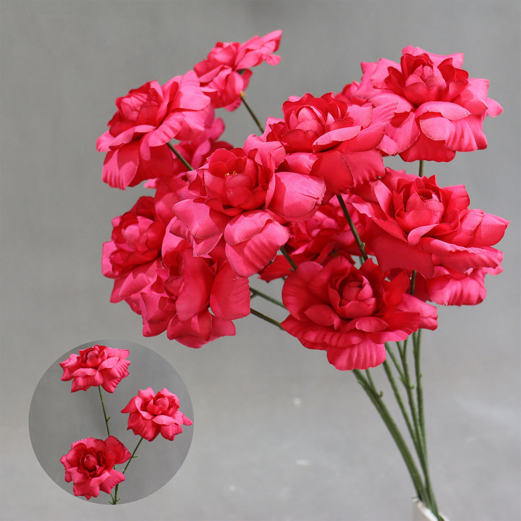 Artificial Flower Fairy Kiss Bush, 24" Tall with 3 Blooms, Silk Wedding Aisle Decoration, Indoor Use