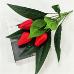 Artificial Tulip Bush, 16" Tall, Set of 3 Blooms, Realistic Home Decor, Tabletop Arrangement, No Vase Included