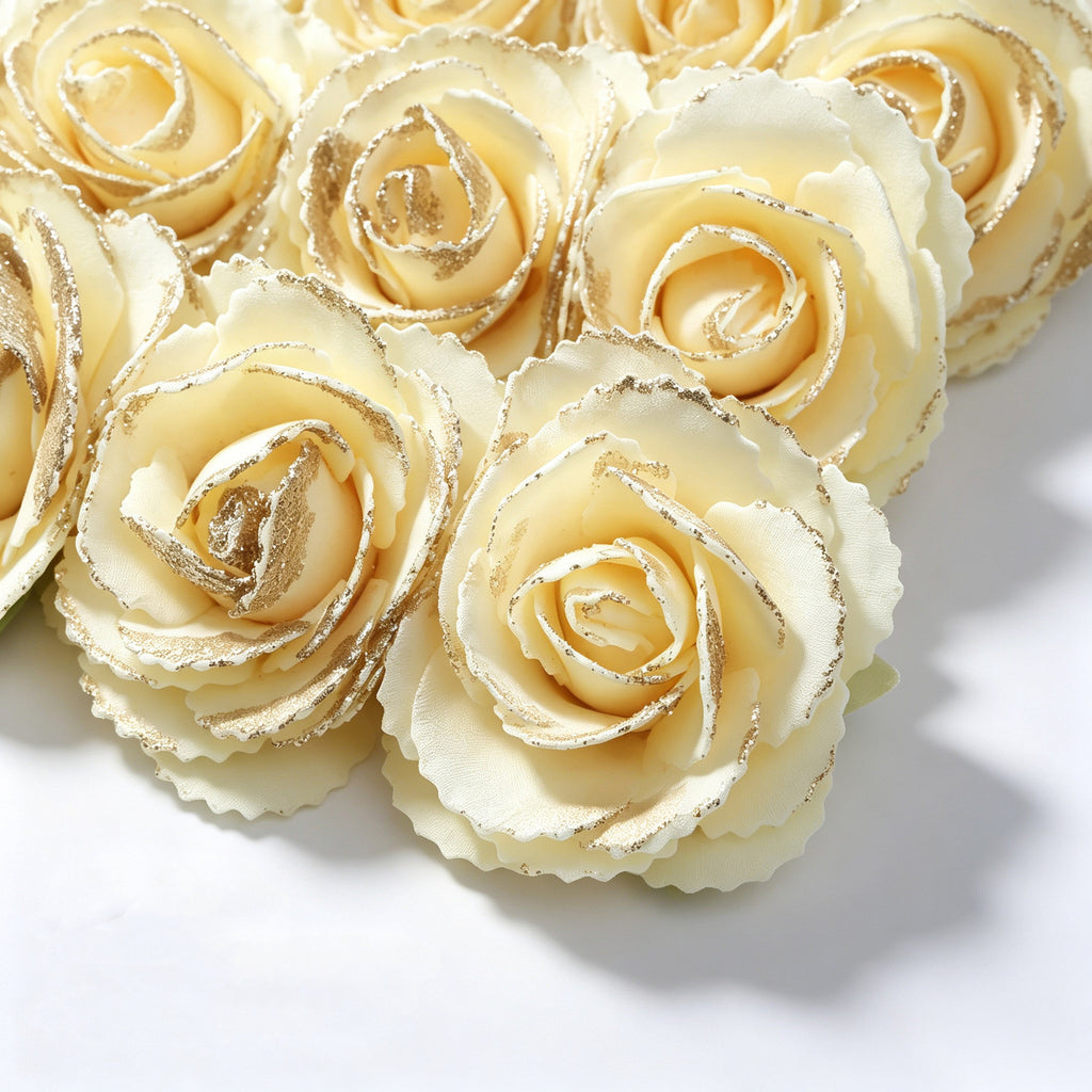 Artificial Rose Loose Heads, Pack of 25, Foam Material, 2.5" Diameter, DIY Home Decor, Window Display, Gift Packaging