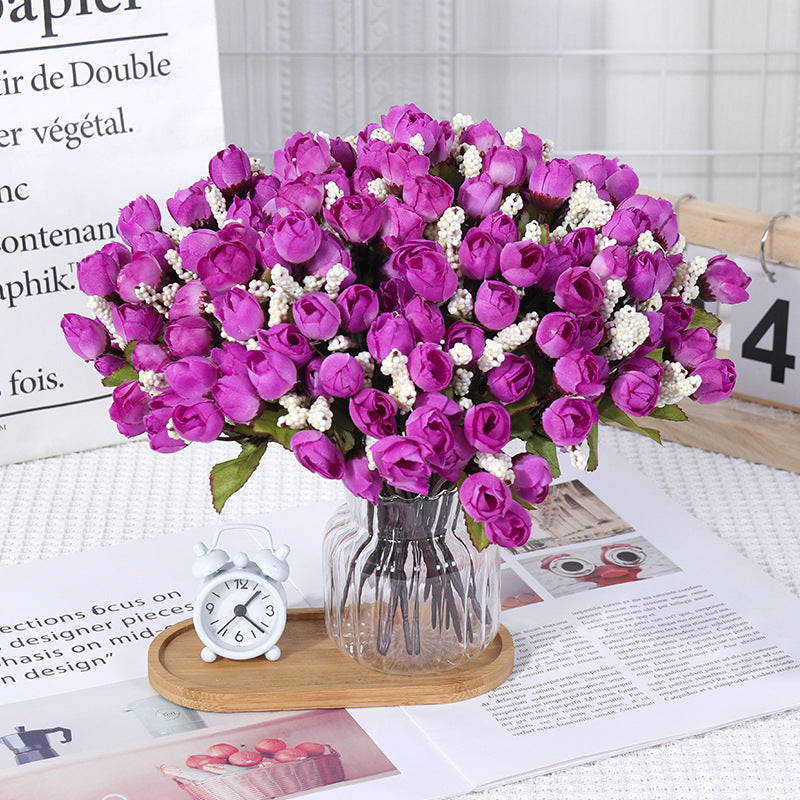 15-Head Autumn Star Buds Artificial Flower Stem, Modern Ins Style, 9" Tall, Plastic, Perfect for Holidays & Office Decor