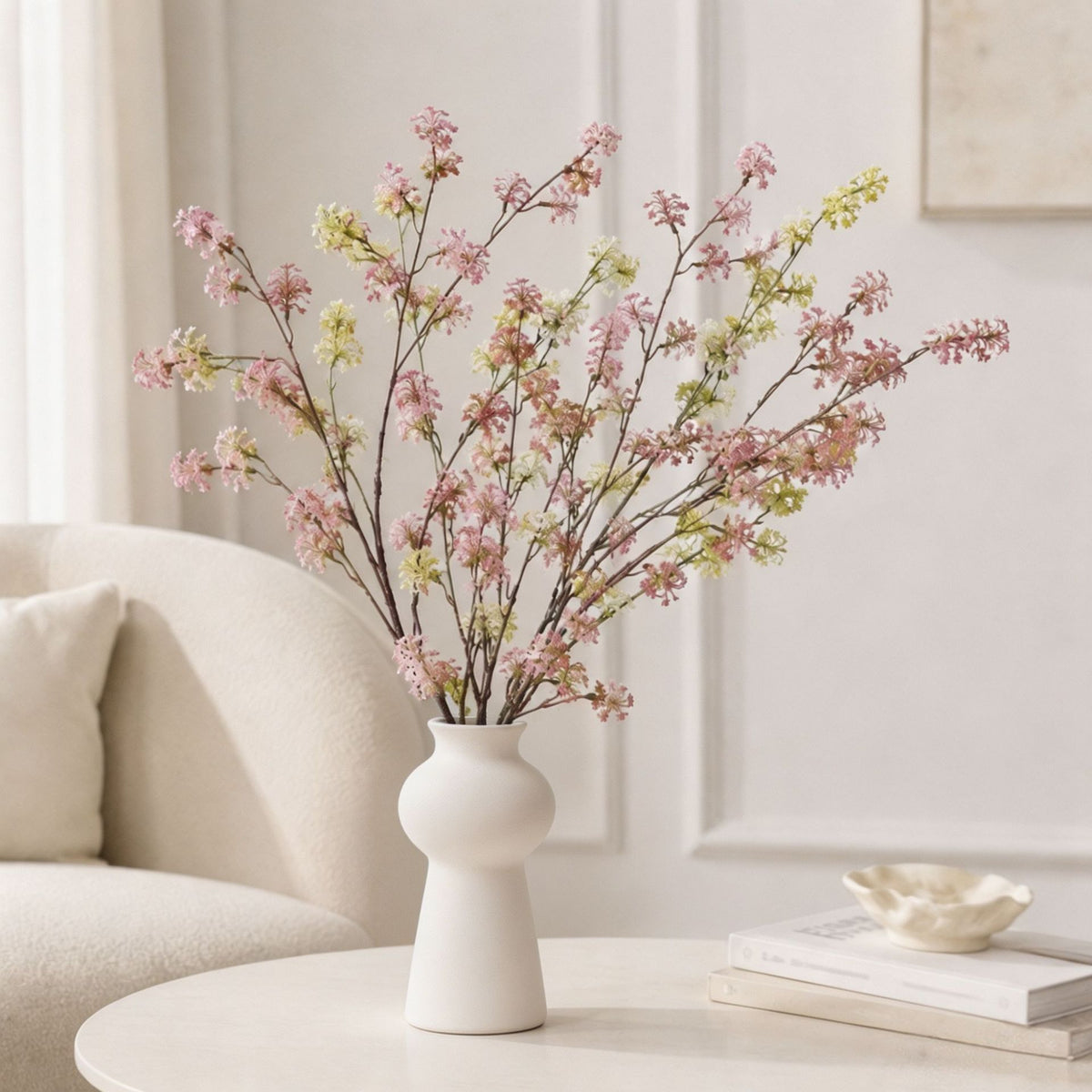 35" Artificial Snow Pear Bush, Lifelike Indoor Decorative Branch, Mixed Material