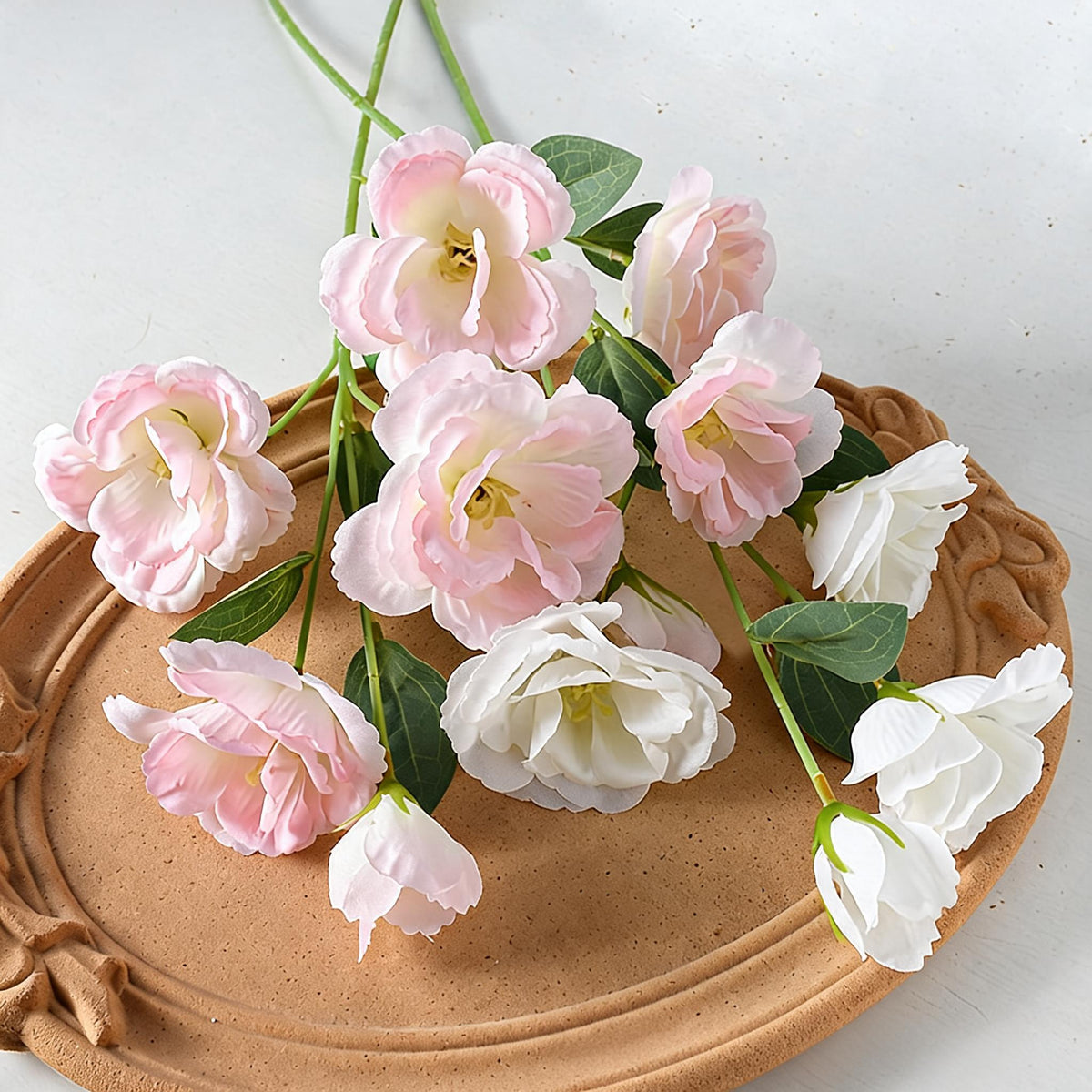 Artificial Lisianthus Silk Flower Bush, 4 Blooms, 22" Tall, Perfect for Weddings, Home Decor, and Photography Props