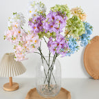 Artificial Hydrangea Bush, 28" Tall with 3 Blooms, Silk Wedding Floral Decor, Indoor Event Arrangement