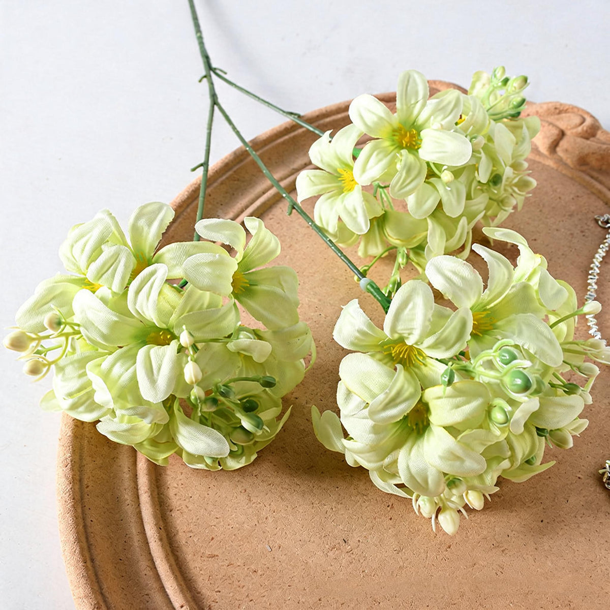 Artificial Hydrangea Bush, 28" Tall with 3 Blooms, Silk Wedding Floral Decor, Indoor Event Arrangement