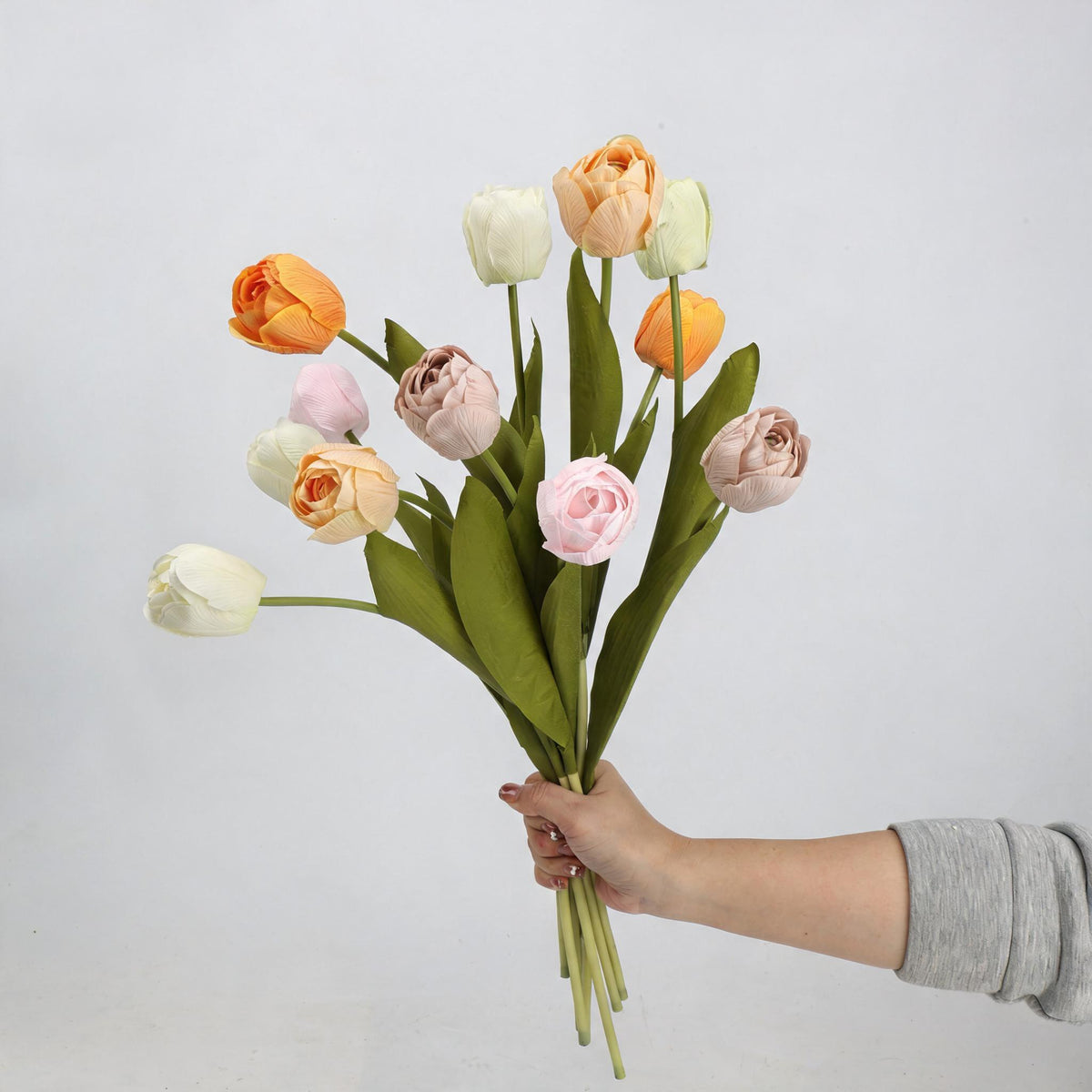 Real-Touch Latex Tulip Stem, Single Bloom Artificial Flower, 18" Tall, 6 Colors for Home Decor, Wedding Arrangements, and Gifts