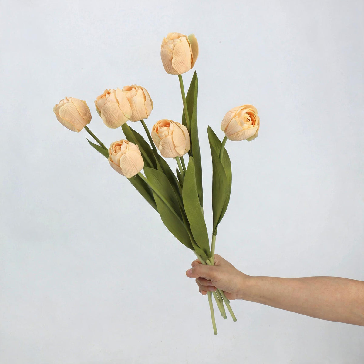 Real-Touch Latex Tulip Stem, Single Bloom Artificial Flower, 18" Tall, 6 Colors for Home Decor, Wedding Arrangements, and Gifts