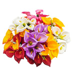 Artificial Calla Lily Bouquet, Silk Mini Calla Lilies, Wedding Bouquet, Home Decor, 12" Height, 7 Blooms, 2" Diameter