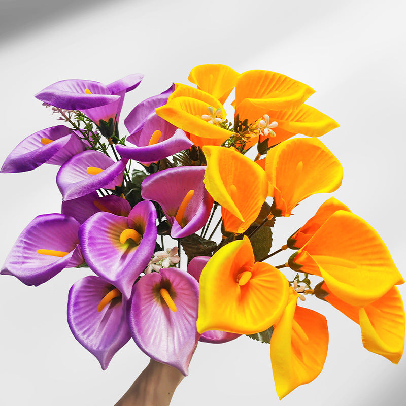 Artificial Calla Lily Bouquet, Silk Mini Calla Lilies, Wedding Bouquet, Home Decor, 12" Height, 7 Blooms, 2" Diameter