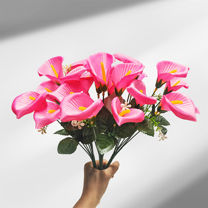 Artificial Calla Lily Bouquet, Silk Mini Calla Lilies, Wedding Bouquet, Home Decor, 12" Height, 7 Blooms, 2" Diameter