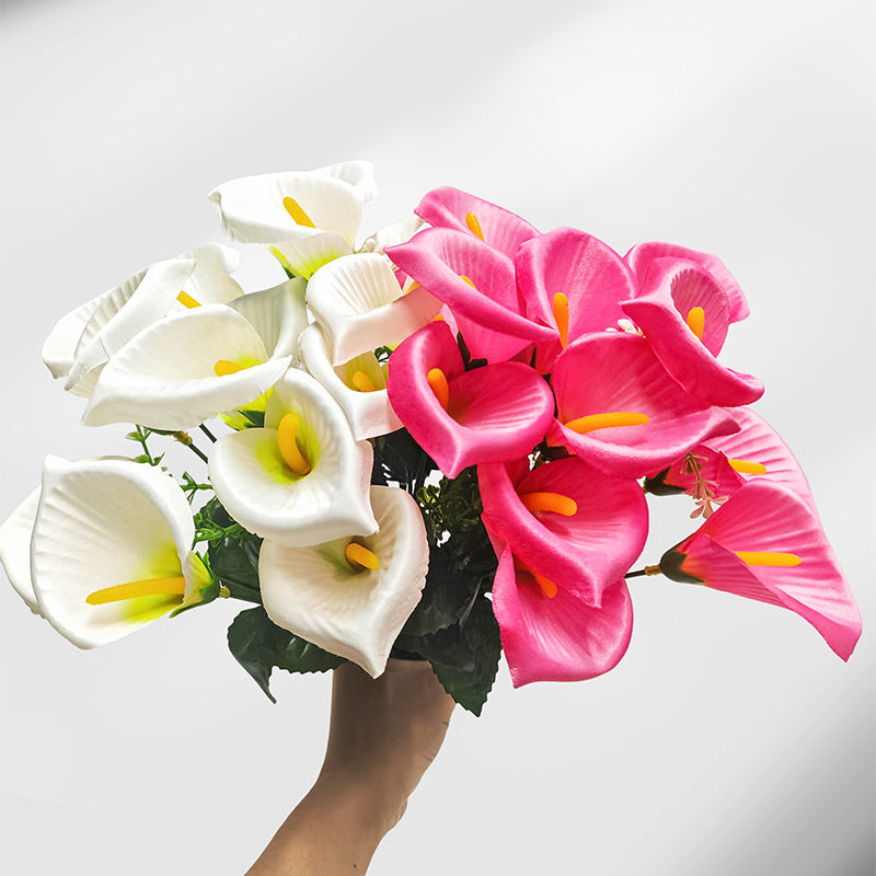 Artificial Calla Lily Bouquet, Silk Mini Calla Lilies, Wedding Bouquet, Home Decor, 12" Height, 7 Blooms, 2" Diameter