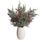 Artificial Pine Branch with Red Berries, 20" Tall, Single Stem, Festive Holiday Decor, Table Centerpiece, Christmas Home Accent