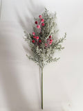 Artificial Pine Branch with Red Berries, 20" Tall, Single Stem, Festive Holiday Decor, Table Centerpiece, Christmas Home Accent