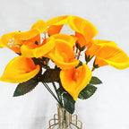 Artificial Calla Lily Bouquet, Silk Mini Calla Lilies, Wedding Bouquet, Home Decor, 12" Height, 7 Blooms, 2" Diameter