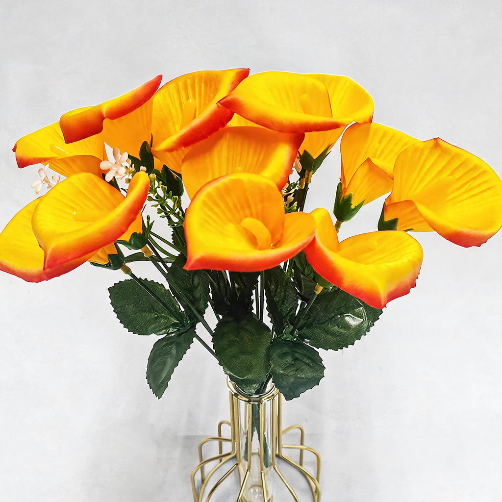Artificial Calla Lily Bouquet, Silk Mini Calla Lilies, Wedding Bouquet, Home Decor, 12" Height, 7 Blooms, 2" Diameter