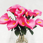 Artificial Calla Lily Bouquet, Silk Mini Calla Lilies, Wedding Bouquet, Home Decor, 12" Height, 7 Blooms, 2" Diameter