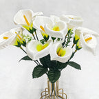 Artificial Calla Lily Bouquet, Silk Mini Calla Lilies, Wedding Bouquet, Home Decor, 12" Height, 7 Blooms, 2" Diameter