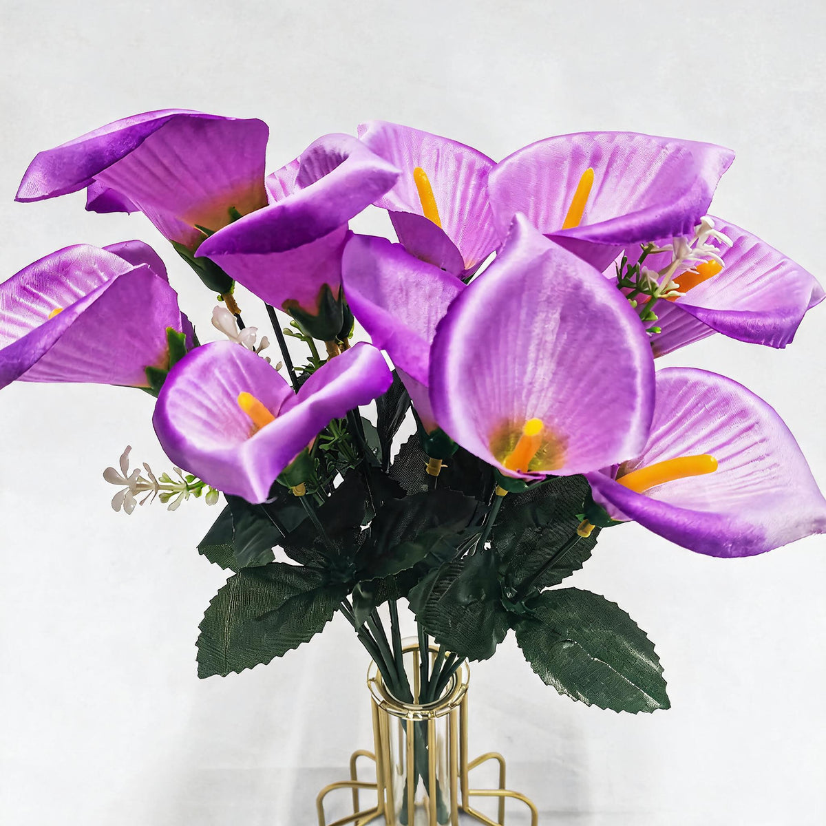 Artificial Calla Lily Bouquet, Silk Mini Calla Lilies, Wedding Bouquet, Home Decor, 12" Height, 7 Blooms, 2" Diameter