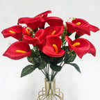 Artificial Calla Lily Bouquet, Silk Mini Calla Lilies, Wedding Bouquet, Home Decor, 12" Height, 7 Blooms, 2" Diameter