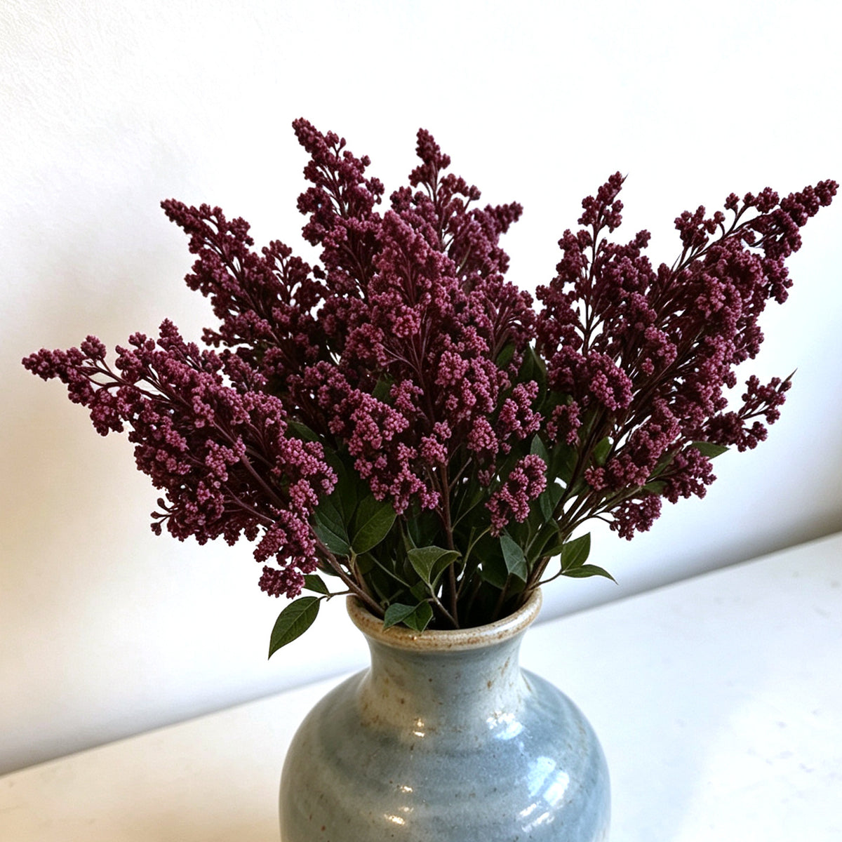 Artificial Nandina Berry Bush, 16" Tall, Realistic Faux Green Plant Decoration for Home, Office, and Events