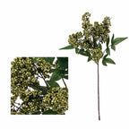 Artificial Nandina Berry Bush, 16" Tall, Realistic Faux Green Plant Decoration for Home, Office, and Events