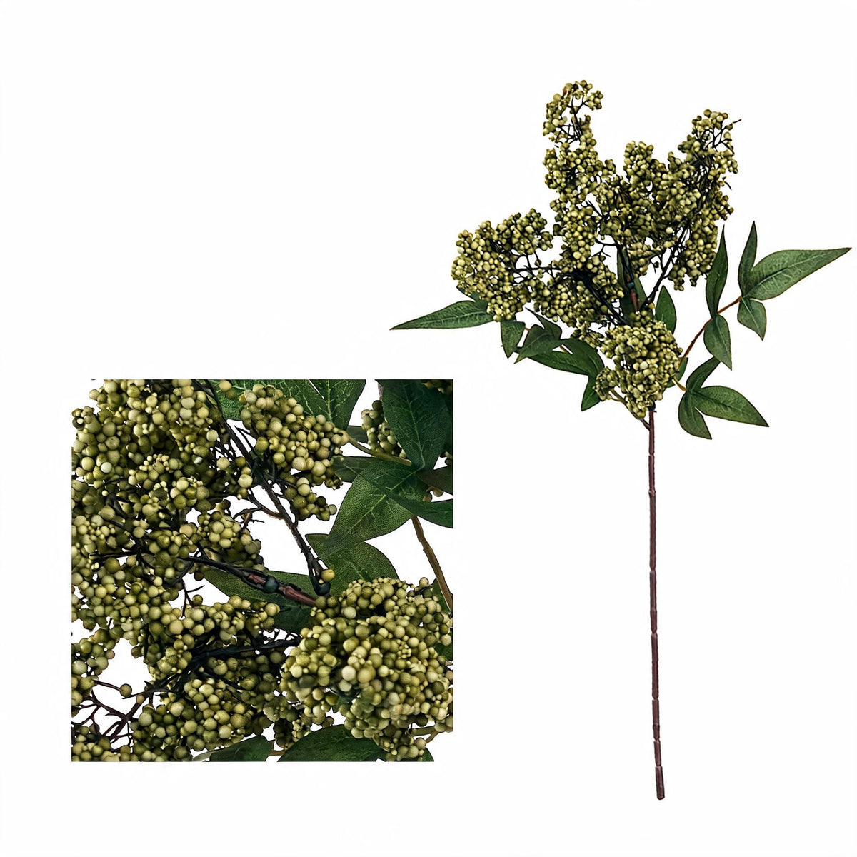 Artificial Nandina Berry Bush, 16" Tall, Realistic Faux Green Plant Decoration for Home, Office, and Events