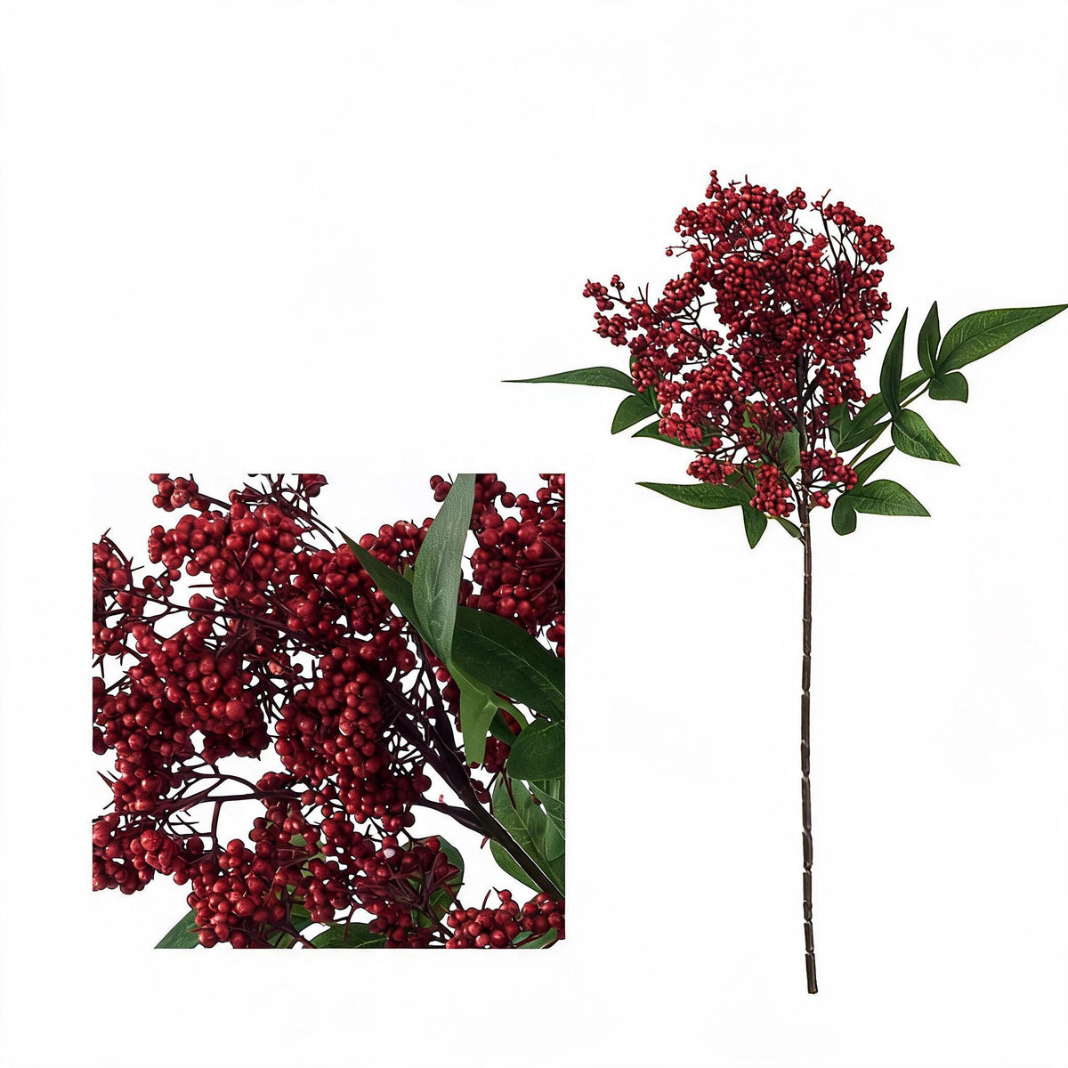 Artificial Nandina Berry Bush, 16" Tall, Realistic Faux Green Plant Decoration for Home, Office, and Events