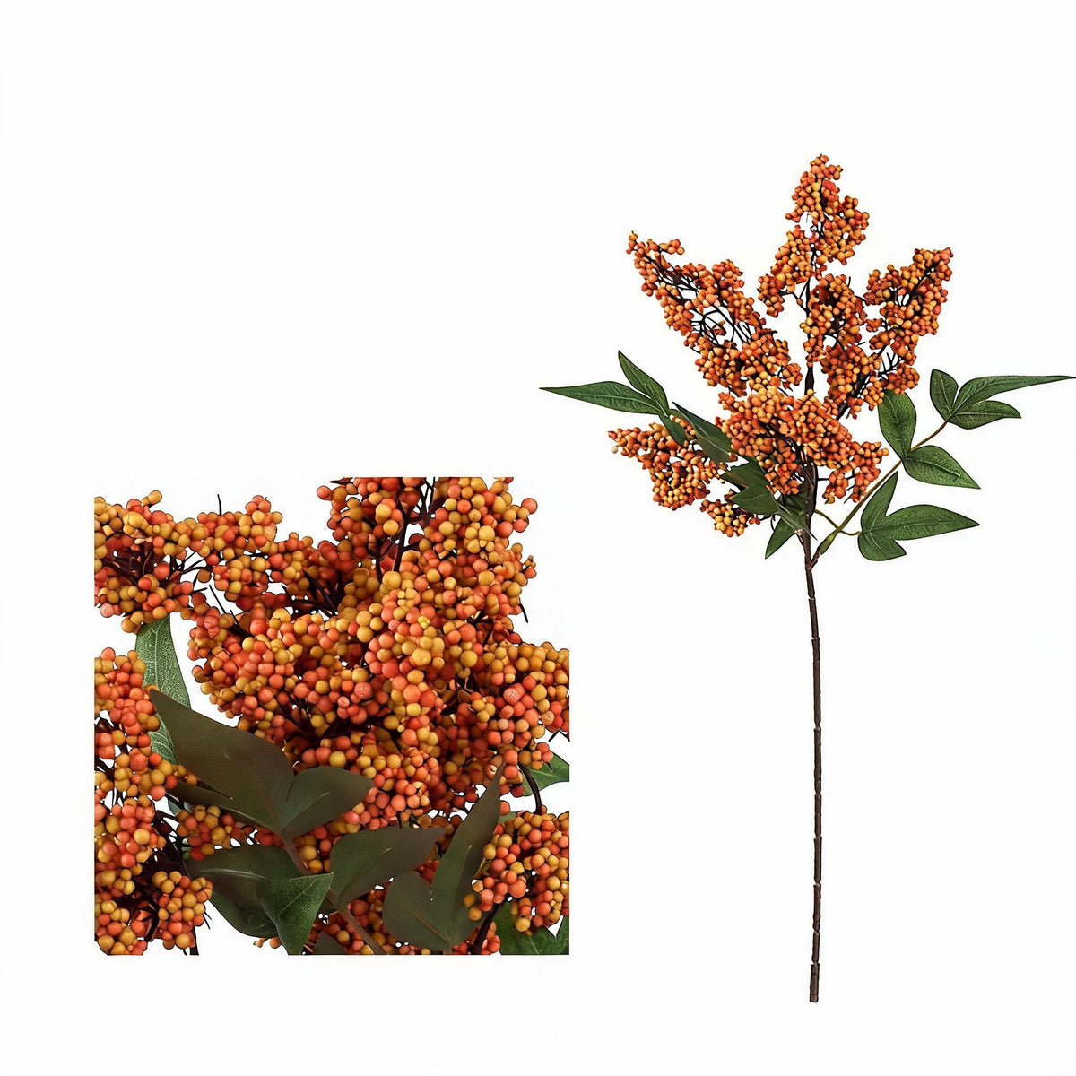 Artificial Nandina Berry Bush, 16" Tall, Realistic Faux Green Plant Decoration for Home, Office, and Events