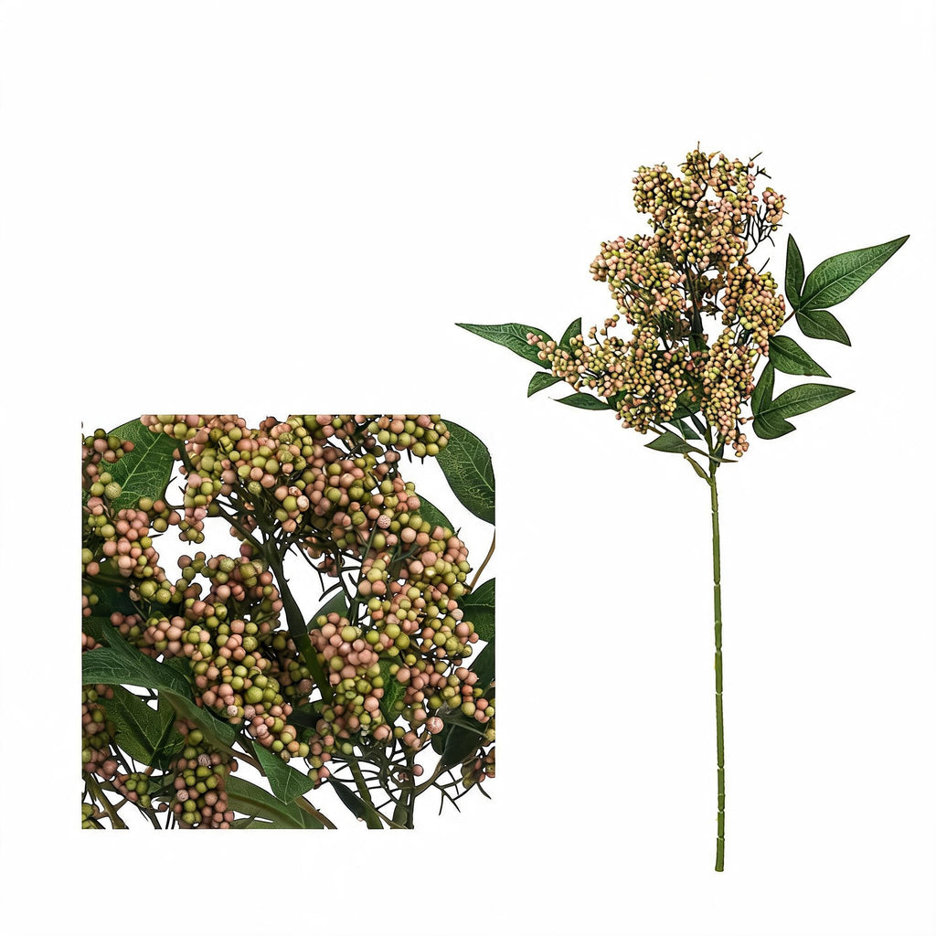 Artificial Nandina Berry Bush, 16" Tall, Realistic Faux Green Plant Decoration for Home, Office, and Events