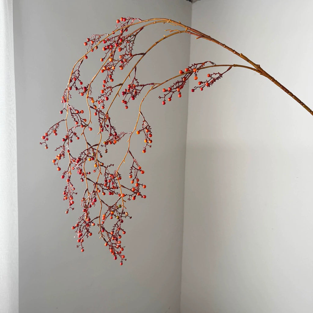 Single Stem Hanging Artificial Flower, Festive Décor, 54" Tall, Red or Orange, Plastic, Indoor Use, Perfect for Hotels, Commercial Spaces, and Home Displays