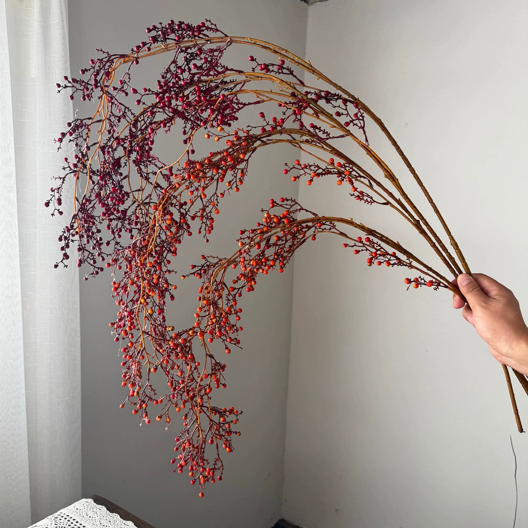 Single Stem Hanging Artificial Flower, Festive Décor, 54" Tall, Red or Orange, Plastic, Indoor Use, Perfect for Hotels, Commercial Spaces, and Home Displays
