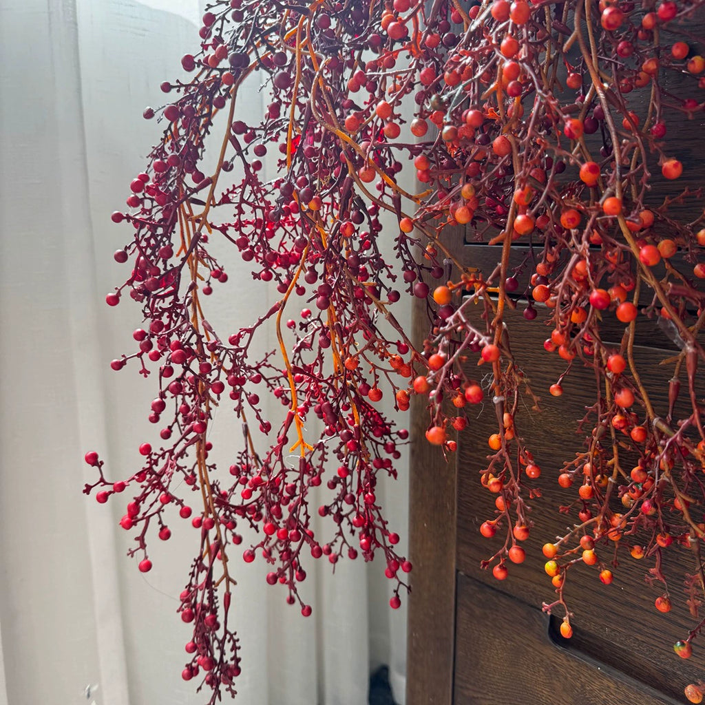 Single Stem Hanging Artificial Flower, Festive Décor, 54" Tall, Red or Orange, Plastic, Indoor Use, Perfect for Hotels, Commercial Spaces, and Home Displays