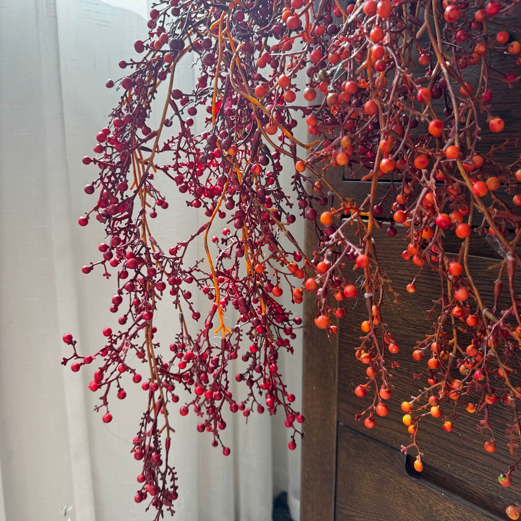 Single Stem Hanging Artificial Flower, Festive Décor, 54" Tall, Red or Orange, Plastic, Indoor Use, Perfect for Hotels, Commercial Spaces, and Home Displays