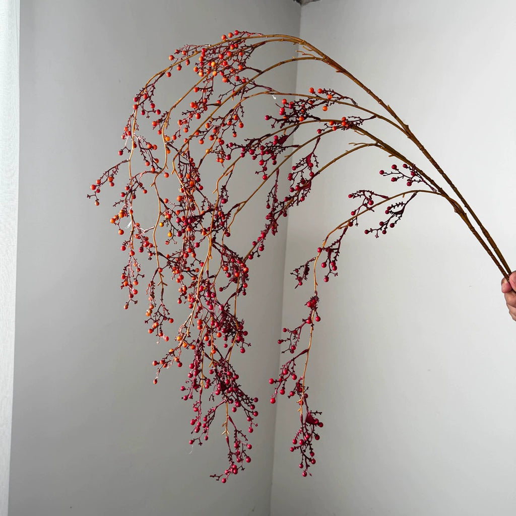 Single Stem Hanging Artificial Flower, Festive Décor, 54" Tall, Red or Orange, Plastic, Indoor Use, Perfect for Hotels, Commercial Spaces, and Home Displays