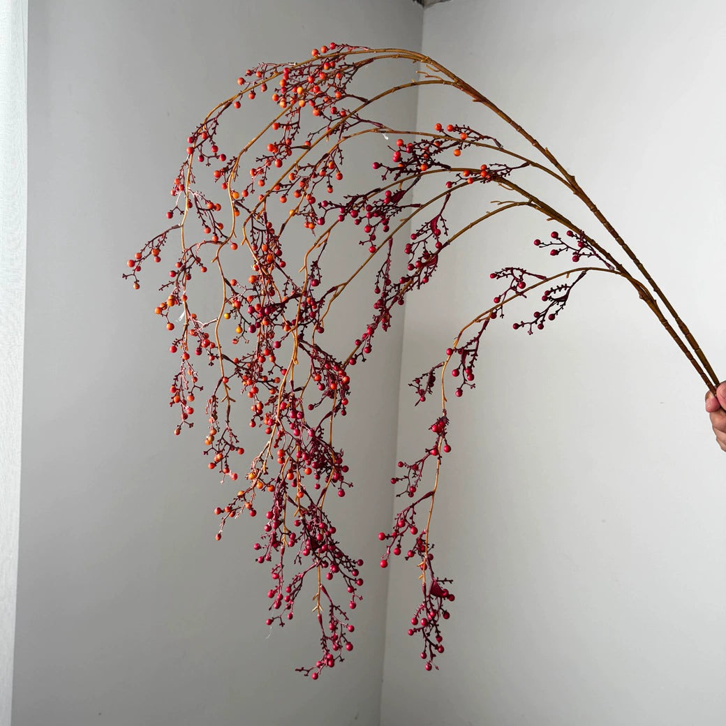 Single Stem Hanging Artificial Flower, Festive Décor, 54" Tall, Red or Orange, Plastic, Indoor Use, Perfect for Hotels, Commercial Spaces, and Home Displays