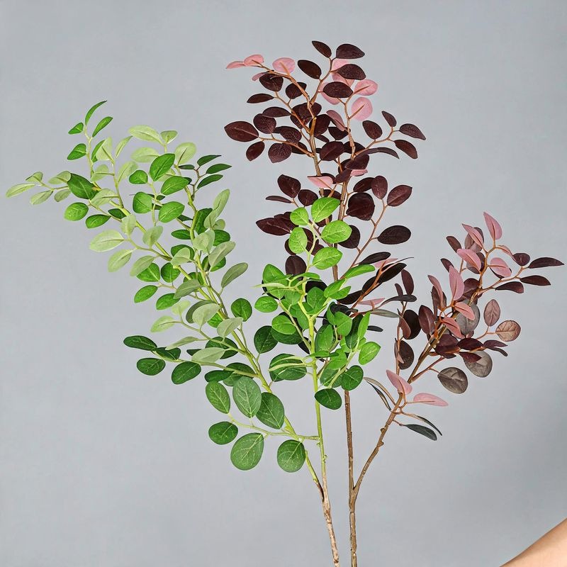 Artificial Red Loropetalum Leaves, Set of 2 Realistic Faux Stems for Home & Office Decor, 26" Tall Bendable Branches, Indoor Use