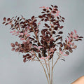 Artificial Red Loropetalum Leaves, Set of 2 Realistic Faux Stems for Home & Office Decor, 26" Tall Bendable Branches, Indoor Use