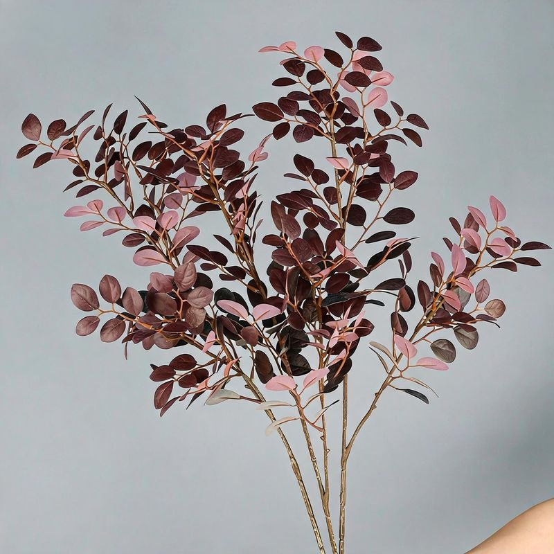 Artificial Red Loropetalum Leaves, Set of 2 Realistic Faux Stems for Home & Office Decor, 26" Tall Bendable Branches, Indoor Use