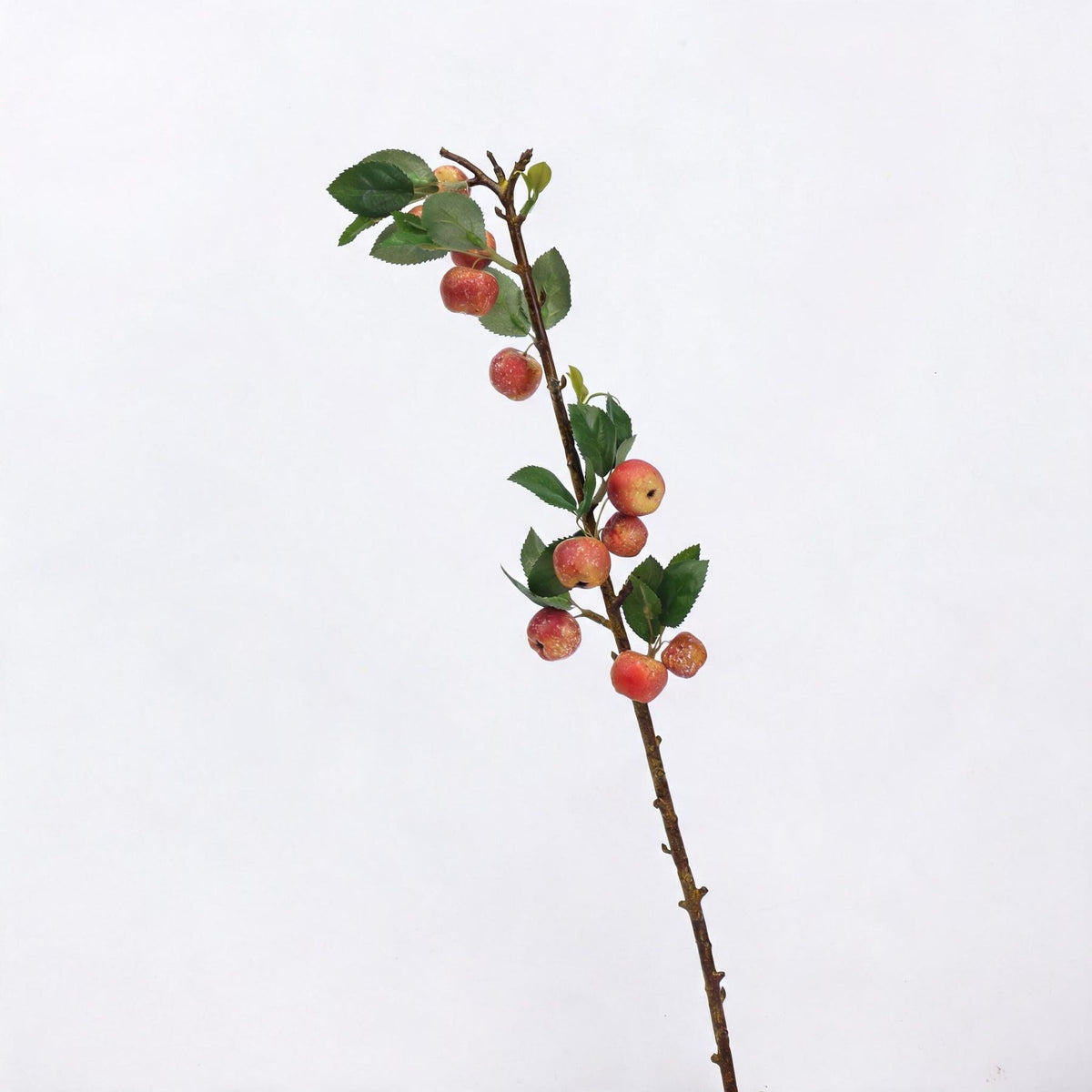Single Stem Artificial Apple Branch with Leaves, Green Faux Fruit, 24" Tall, Light Luxury Style, Plastic, Indoor Decor for Home, Hotel, Commercial Spaces