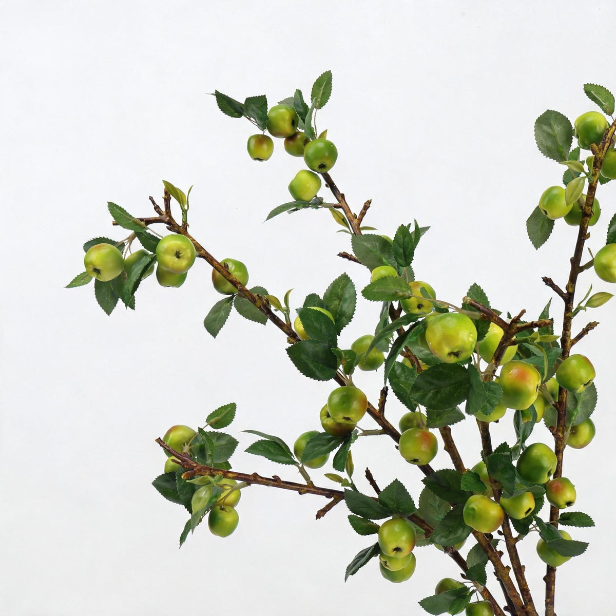 Single Stem Artificial Apple Branch with Leaves, Green Faux Fruit, 24" Tall, Light Luxury Style, Plastic, Indoor Decor for Home, Hotel, Commercial Spaces