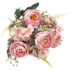 Artificial Silk Camellia Flower Bush, 12" Tall, 16 Blooms, Realistic Home Decor, Wedding Arrangements, Vase Filler