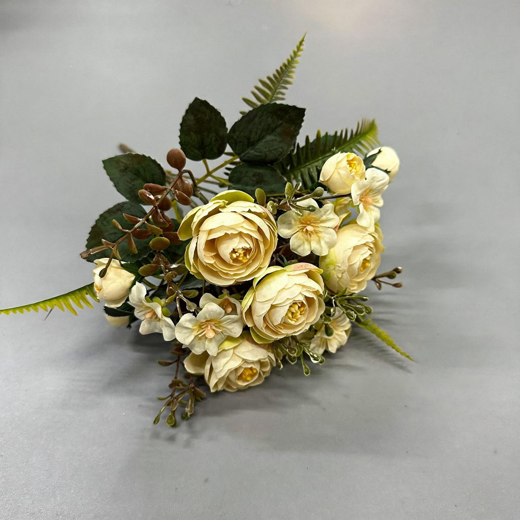 Artificial Silk Camellia Flower Bush, 12" Tall, 16 Blooms, Realistic Home Decor, Wedding Arrangements, Vase Filler